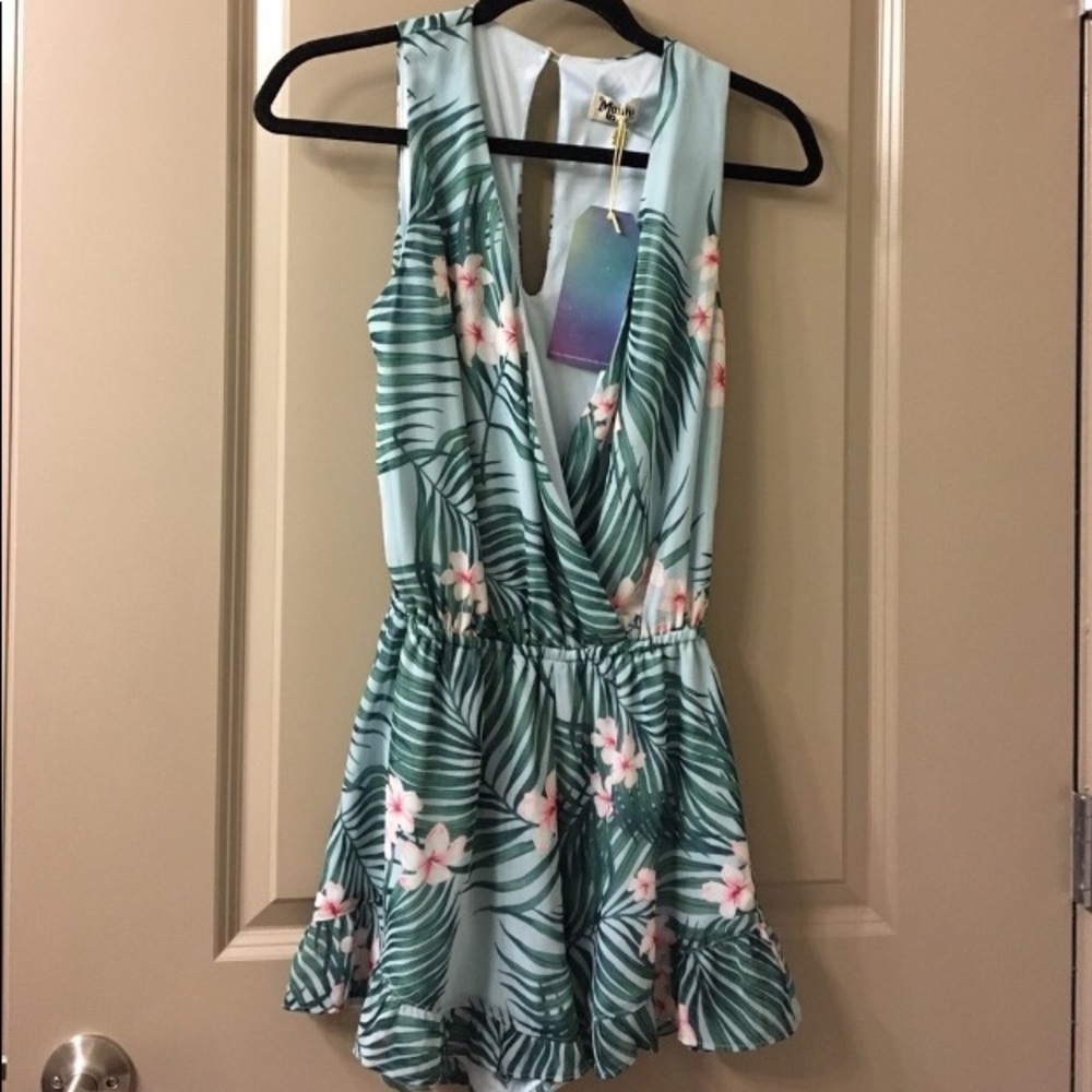 Show Me Your Mumu Palm print romper xs